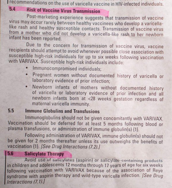Varivax-Vaccine-Insert-10 shedding